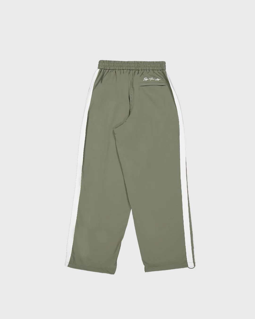 Olive Nylon Track Pants - Image 6